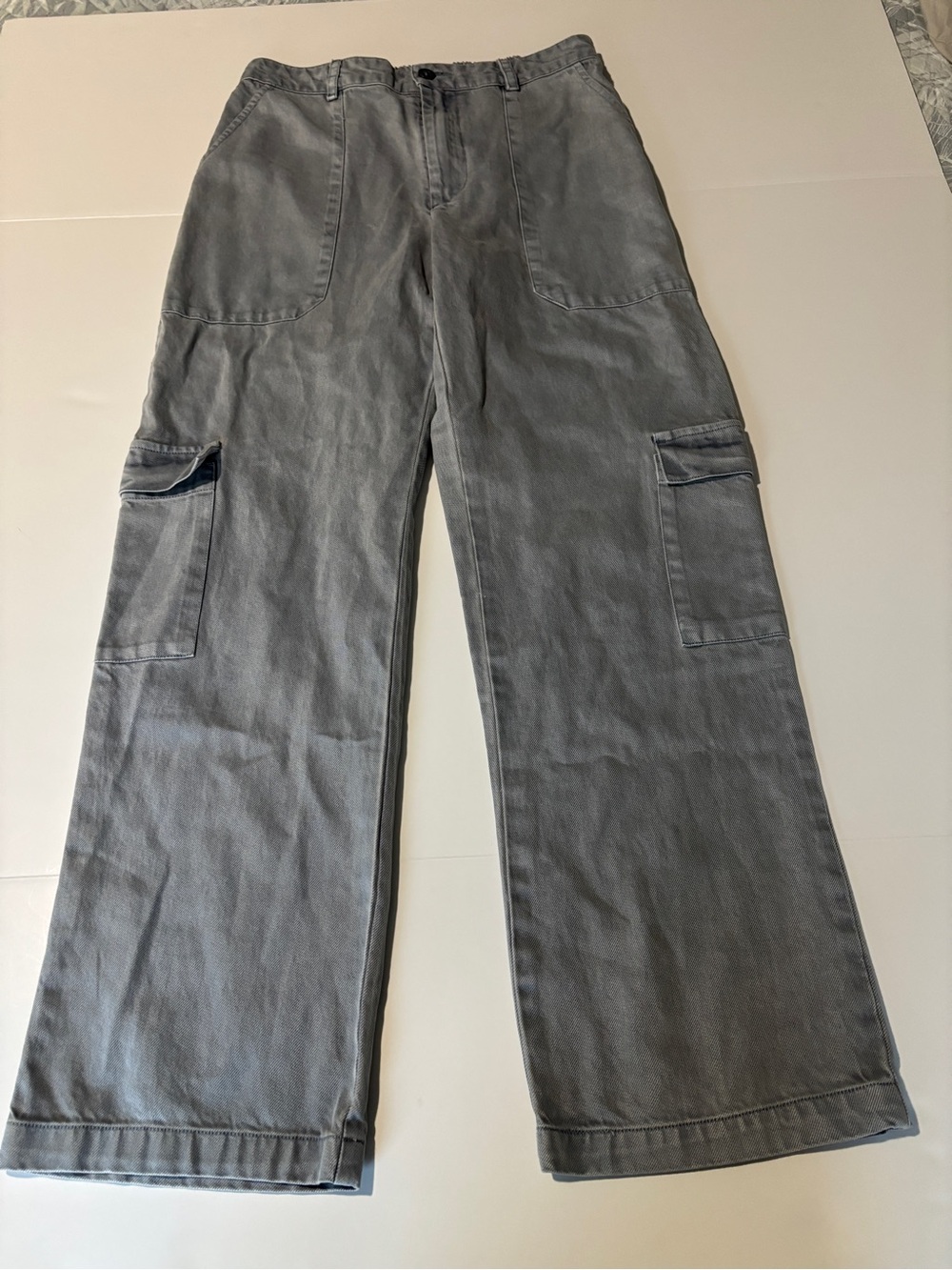 YFB Young Fabulous & Broke Gray/Blue Tencel Cargo Pants Elastic Waist - Small